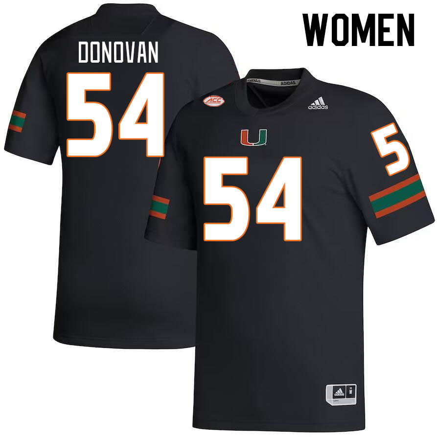 Women #54 Michael Donovan Miami Hurricanes College Football Jerseys Stitched-Black
